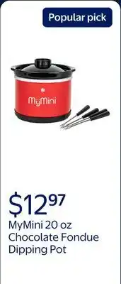 Walmart MyMini 20 oz Chocolate Fondue Dipping Pot, 40-Watts, Nonstick Ceramic, Red offer