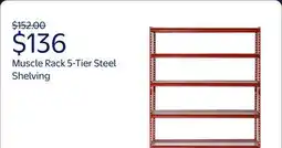 Walmart Muscle Rack 60W x 24D x 72H 5-Tier Steel Shelving 650 lb. Capacity per Shelf Red offer