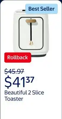 Walmart Beautiful 2 Slice Toaster with Touch-Activated Display, White Icing by Drew Barrymore offer