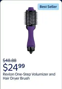 Walmart Revlon One-Step Volumizer and Hair Dryer Brush, Purple offer