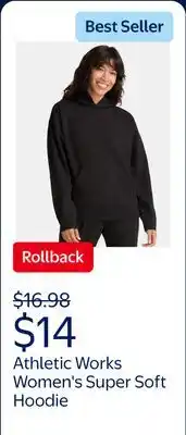 Walmart Athletic Works Women's and Women's Plus Super Soft Hoodie offer