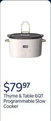 Walmart Thyme & Table 6QT Programmable Slow Cooker, Sand White offer