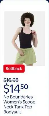Walmart No Boundaries Women's Scoop Neck Tank Top Bodysuit, Women's offer