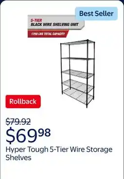 Walmart Hyper Tough 5-Tier Wire Storage Shelves, 36 W x 16 D x 72 H, 1750 lb Load Capacity, Black offer
