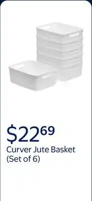 Walmart Curver Set of 6 Jute Basket Small Durable Resin Organization and Storage Basket Bin, White offer