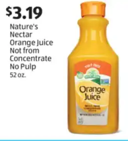 Aldi Nature's Nectar Orange Juice Not from Concentrate No Pulp offer
