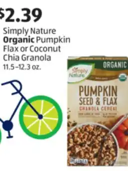 Aldi Simply Nature Organic Pumpkin Flax or Coconut Chia Granola offer