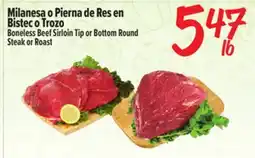 El Super Fresh Boneless Beef Sirloin Tip or Bottom Round Steak or Roast offer