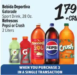 El Super Fresh Gatorade Sport Drink 28 Oz. Pepsi or Crush 2 Liters offer