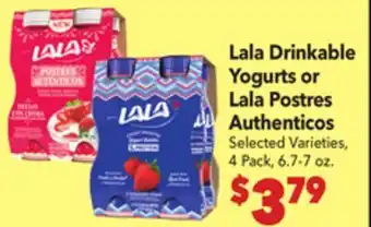 Vallarta Supermarkets Lala Drinkable Yogurts or Lala Postres Authenticos offer