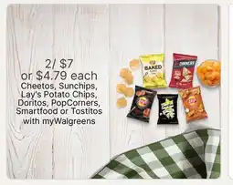 Walgreens Cheetos, Sunchips, Lay's Potato Chips, Doritos, PopCorners, Smartfood or Tostitos offer