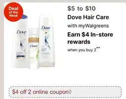 Walgreens Dove Hair Care offer