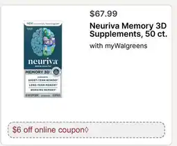 Walgreens Neuriva Memory 3D Supplements, 50 ct offer