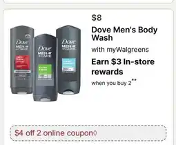 Walgreens Dove Men's Body Wash offer