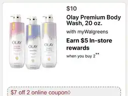 Walgreens Olay Premium Body Wash, 20 oz offer