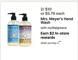 Walgreens Mrs. Meyer's Hand Wash offer