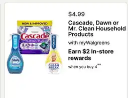 Walgreens Cascade, Dawn or Mr. Clean Household Products offer
