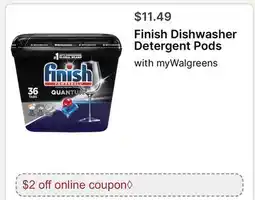 Walgreens Finish Dishwasher Detergent Pods offer