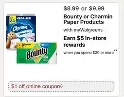 Walgreens Bounty or Charmin Paper Products offer