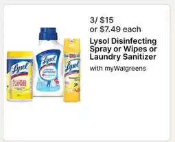 Walgreens Lysol Disinfecting Spray or Wipes or Laundry Sanitizer offer