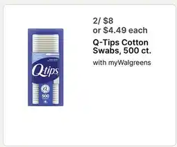 Walgreens Q-Tips Cotton Swabs, 500 ct offer