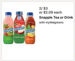 Walgreens Snapple Tea or Drink offer