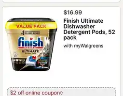 Walgreens Finish Ultimate Dishwasher Detergent Pods offer