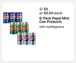 Walgreens 6-Pack Pepsi Mini Can Products offer