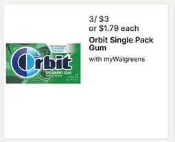 Walgreens Orbit Single Pack Gum offer