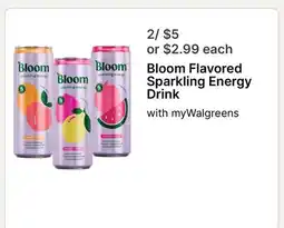 Walgreens Bloom Flavored Sparkling Energy Drink offer