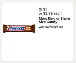 Walgreens Mars King or Share Size Candy offer