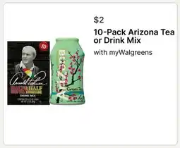 Walgreens 10-Pack Arizona Tea or Drink Mix offer