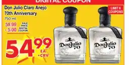 Superior Grocers Don Julio Claro Anejo 70th Anniversary offer