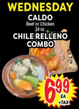 Superior Grocers CALDO Beef or Chicken 24 oz. CHILE RELLENO COMBO offer