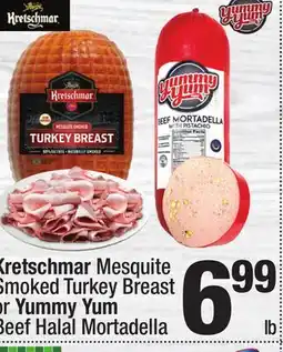 Super King Markets Kretschmar Mesquite Smoked Turkey Breast or Yummy Yum Beef Halal Mortadella offer