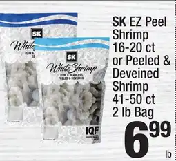 Super King Markets SK EZ Peel Shrimp 16-20 ct or Peeled & Deveined Shrimp 41-50 ct offer