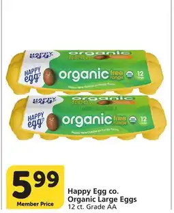 Albertsons Happy Egg co. Organic Large Eggs offer
