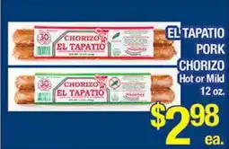 Torres Supermercado EL TAPATIO PORK CHORIZO Hot or Mild offer
