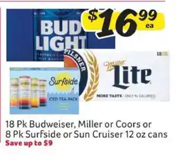 Winn Dixie Budweiser, Miller, Coors, Surfside, Sun Cruiser offer