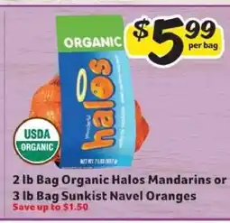 Winn Dixie Organic Halos Mandarins or Sunkist Navel Oranges offer