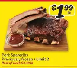 Winn Dixie Pork Spareribs offer