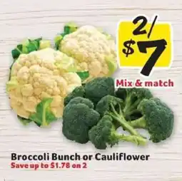 Winn Dixie Broccoli Bunch or Cauliflower offer