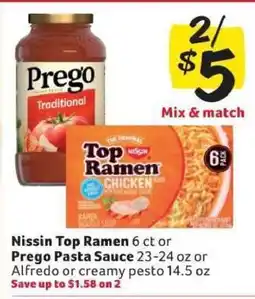 Winn Dixie Nissin Top Ramen or Prego Pasta Sauce offer