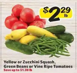 Winn Dixie Yellow or Zucchini Squash, Green Beans or Vine Ripe Tomatoes offer