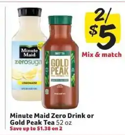 Winn Dixie Minute Maid Zero Drink or Gold Peak Tea offer