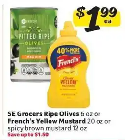 Winn Dixie SE Grocers Ripe Olives or French’s Yellow Mustard offer