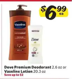 Winn Dixie Dove Premium Deodorant or Vaseline Lotion offer
