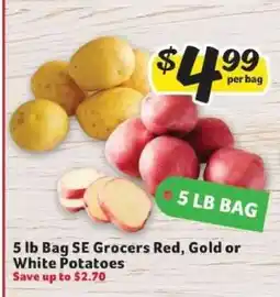Winn Dixie 5 lb Bag SE Grocers Red, Gold or White Potatoes offer