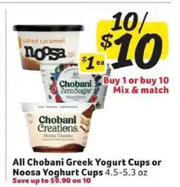 Winn Dixie Chobani Greek Yogurt Cups or Noosa Yoghurt Cups offer