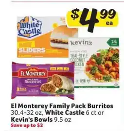 Winn Dixie El Monterey Family Pack Burritos, White Castle, Kevin's Bowls offer